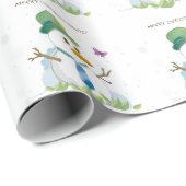 Papier Cadeau Joyeux bonhomme de neige de Noël (Coin rond)