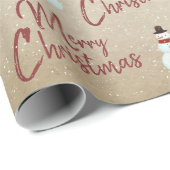 Papier Cadeau Joyeux bonhomme de neige de Noël (Coin rond)