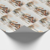Papier Cadeau Joyeux Cabine de Noël dans un paysage enneigé (Coin)