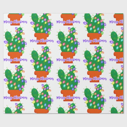 Papier Cadeau joyeux cactus de noël (Plat)
