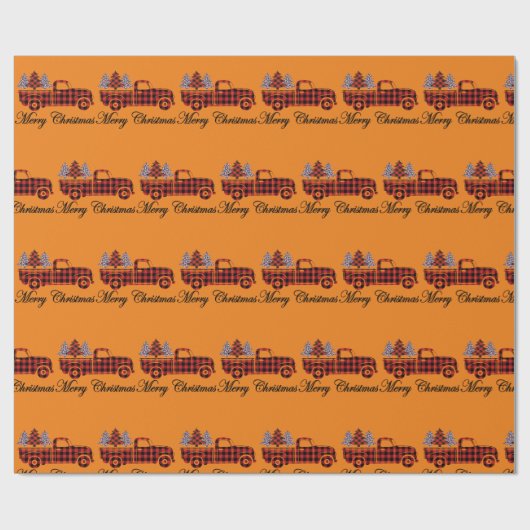 Papier Cadeau Joyeux Camion de Noël Cheetah Trees (Plat)
