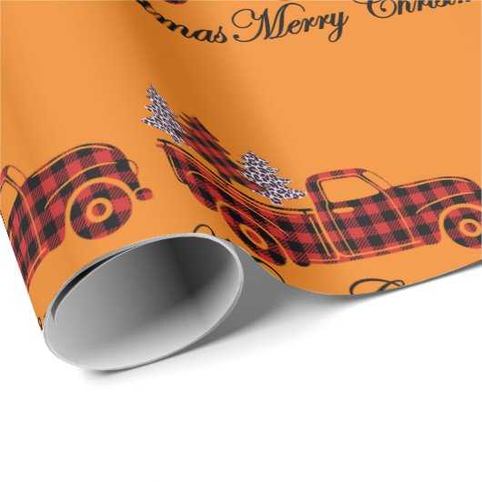 Papier Cadeau Joyeux Camion de Noël Cheetah Trees (Coin rond)