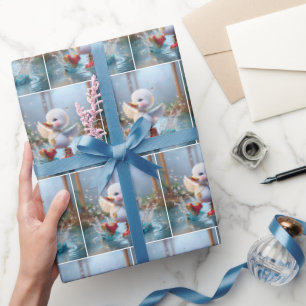 Papier Cadeau Joyeux Canard Dans L'Encluse De Pluie