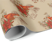 Papier Cadeau Joyeux Cardinal de Noël (Coin rond)