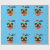 Papier Cadeau Joyeux Carlin d'anniversaire (Plat)