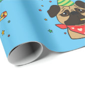 Papier Cadeau Joyeux Carlin d'anniversaire (Coin rond)