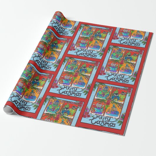 Papier Cadeau Joyeux Catsmas (chats dans Windows) (Déroulé)