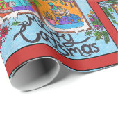 Papier Cadeau Joyeux Catsmas (chats dans Windows) (Coin rond)
