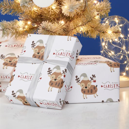 Papier Cadeau Joyeux cerf de Noël  (Vacances)