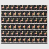 Papier Cadeau Joyeux cerf de Noël dans les flocons de neige (Plat)