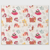 Papier Cadeau Joyeux Chiens de Noël (Plat)