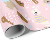 Papier Cadeau Joyeux Chiens de Pâques (Coin rond)