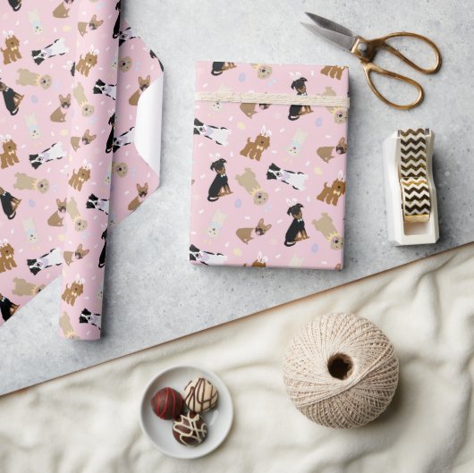 Papier Cadeau Joyeux Chiens de Pâques (Artisanat)