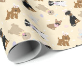 Papier Cadeau Joyeux Chiens de Pâques (Coin rond)