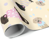 Papier Cadeau Joyeux Chiens d'excursion de Pâques Labrador (Coin rond)