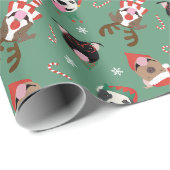 Papier Cadeau Joyeux Chiens taureaux de marque de Noël (Coin rond)