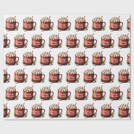 Papier Cadeau Joyeux chocolat chaud de Noël (Plat)