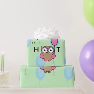 Papier Cadeau Joyeux Chouette de Hoot Birthday avec Ballons