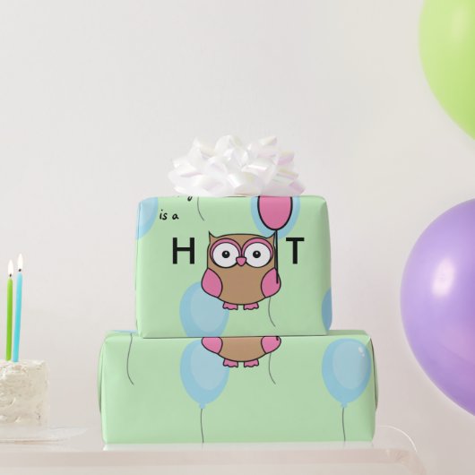 Papier Cadeau Joyeux Chouette de Hoot Birthday avec Ballons (Cadeaux de fête)