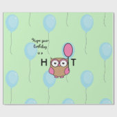 Papier Cadeau Joyeux Chouette de Hoot Birthday avec Ballons (Plat)