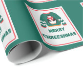 Papier Cadeau Joyeux Chreeshmas Penguin (Coin rond)