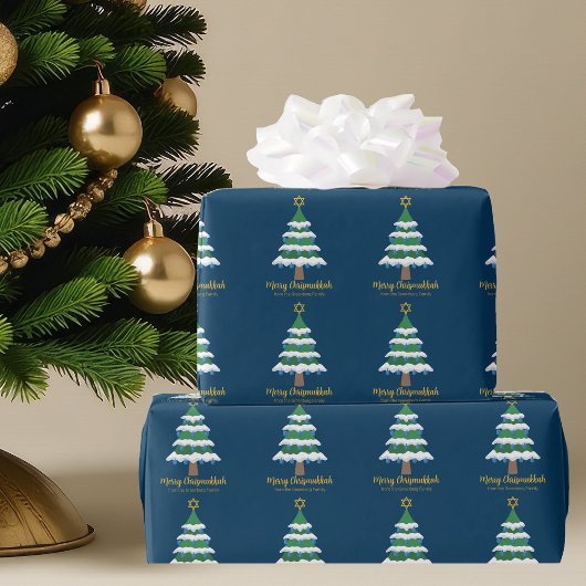 Papier Cadeau Joyeux Chrismukkah Cute Hanoukka Christmas Tree