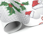 Papier Cadeau Joyeux Christmas Golf Ball Père Noël<br><div class="desc">Les amateurs de sports Noël - Bal de golf avec Père Noël Casquette décoré avec Holly et Sucres de canne - Messages de Noël personnalisés _ Nous avons choisi Joyeux Noël et Ho Ho Ho en rouge et vert - vous pouvez changer le texte</div>