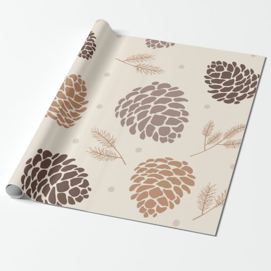 Papier Cadeau Joyeux Christmass pin Feuille arbre Botanique W (Déroulé)