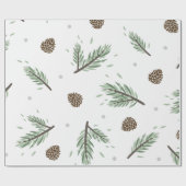 Papier Cadeau Joyeux Christmass pin Feuille arbre Botanique W (Plat)