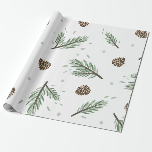 Papier Cadeau Joyeux Christmass pin Feuille arbre Botanique W (Déroulé)