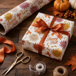 Papier Cadeau Joyeux Chrysanthème d'Automne Floral Mums