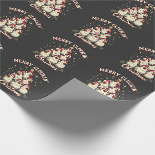 Papier Cadeau Joyeux clucage Noël Funny Chicken Roosters