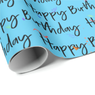 Papier Cadeau Joyeux Confetti d'anniversaire sur Aqua