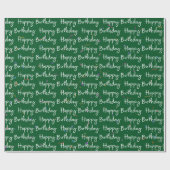 Papier Cadeau Joyeux Confetti d'anniversaire sur Vert (Plat)