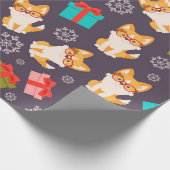 Papier Cadeau Joyeux Corgi Pooches de Noël| Présentations (Coin)