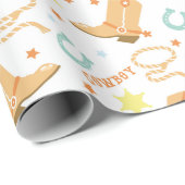 Papier Cadeau Joyeux Cowboy d'anniversaire (Coin rond)