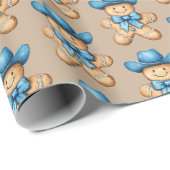 Papier Cadeau Joyeux Cowboy en pain d'épice (Coin rond)