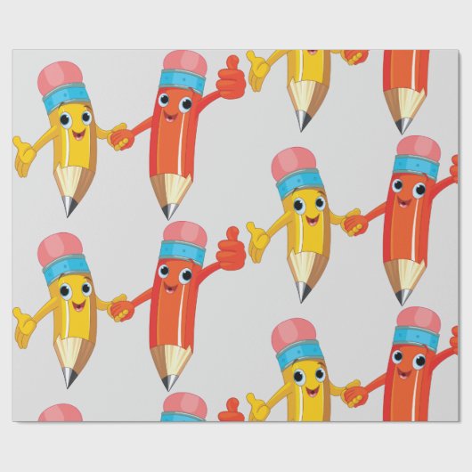 Papier Cadeau Joyeux crayons (Plat)
