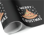 Papier Cadeau Joyeux Crustmas Pizza Noël Arbre de Noël Cadeaux (Coin rond)
