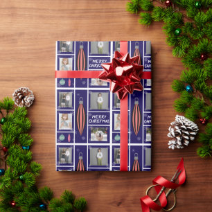 Papier Cadeau Joyeux décor de Noël 4 photo personnalisée