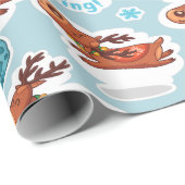 Papier Cadeau Joyeux Deer's & Holiday Cotes (Coin rond)
