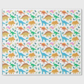 Papier Cadeau Joyeux Dinosaure pour Toddle Girl Boy (Plat)