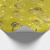 Papier Cadeau Joyeux Diwali Elégant Faux Gold Foil Script Jaune (Coin)