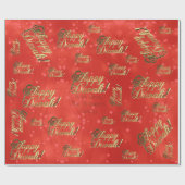 Papier Cadeau Joyeux Diwali Elegant Faux Gold Foil Script Rouge (Plat)