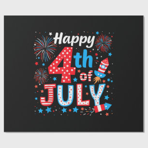 Papier Cadeau Joyeux drapeau américain 4 juillet patriotique USA