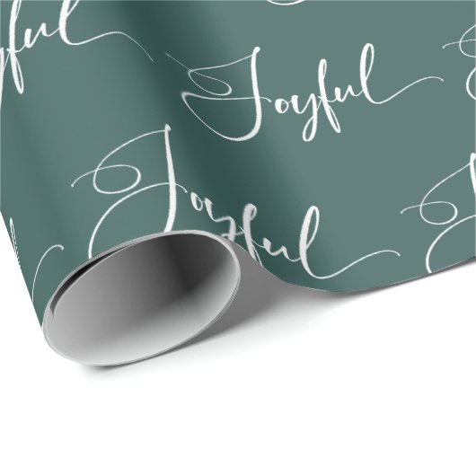Papier Cadeau Joyeux | Élégant Script de Noël vert (Coin rond)