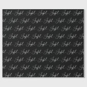 Papier Cadeau Joyeux | Élégant Script Noir Noël (Plat)