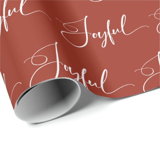 Papier Cadeau Joyeux | Élégant Script Red Christmas (Coin rond)