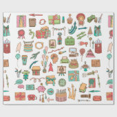 Papier Cadeau Joyeux éléments de bureau d'anniversaire dans croq (Plat)