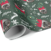 Papier Cadeau Joyeux elfe de Noël illustration nom photo (Coin rond)